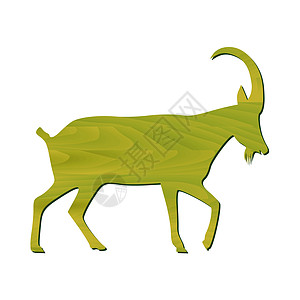 山羊年新年绿色十二生肖农历木头插图图片