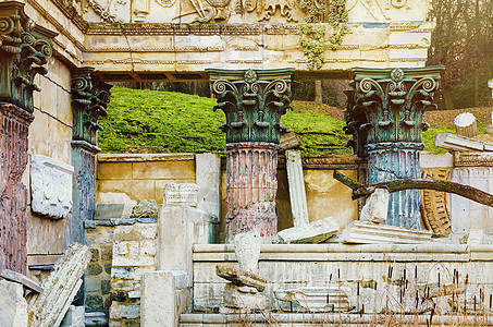 罗马的废墟旅行柱子远足历史旅游建筑学地标古董碎片石头背景图片