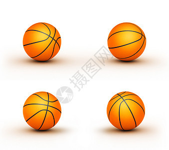 四个单独孤立的篮球蛋白插图背景图片