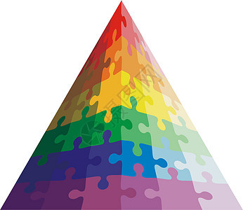 三角形的拼图拼图形状 彩色彩虹图片