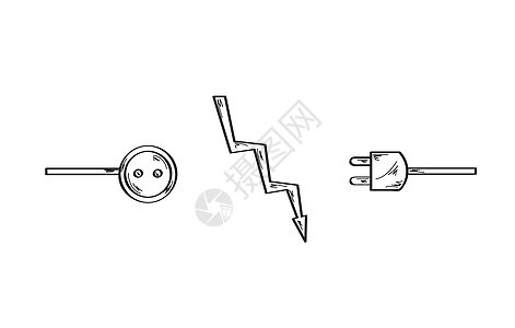 电收费电气插图活力危险电缆震惊闪电草图插座图片