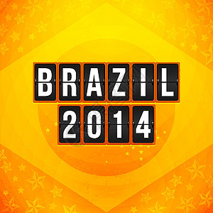 巴西2014年足球海报 亮黄色 彩色背景和图片