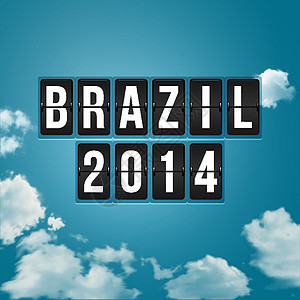 巴西2014年足球海报 天空背景和时间表表Styliz图片