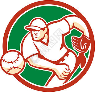 美国棒球球推球员 扔球回转环男性手套圆圈男人运动玩家插图投手艺术品野手图片