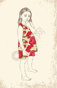 小女孩艺术乐趣孩子插图裙子高跟鞋绘画喜悦头发童年图片