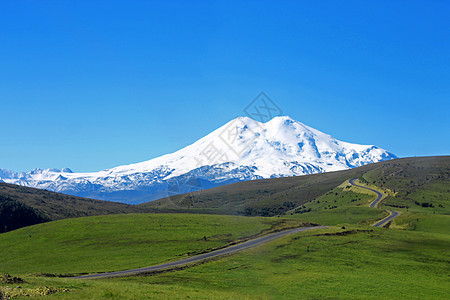 埃尔布鲁斯山是欧洲最高的顶峰草原哺乳动物国家阳光晴天自由爬坡风景植物群牧场图片