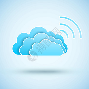 带 Wifi 符号的云蓝色网站网络圆形插图标签气泡按钮艺术黑色图片