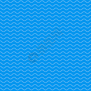 矢量无缝抽象图案 波浪墙纸卷曲绘画插图装饰海洋艺术泡沫蓝色装饰品图片