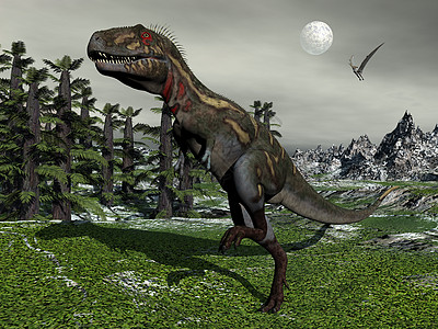 恐龙  3D野生动物龙类动物捕食者食肉月亮灭绝霸王蜥蜴插图图片