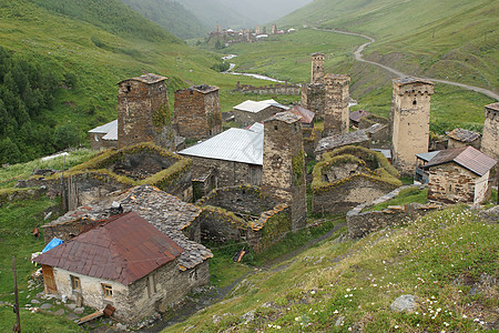 格鲁吉亚乌舒古利 格鲁吉亚 欧洲家园山脉旅行风景乡村房屋建筑物旅游村庄景点图片