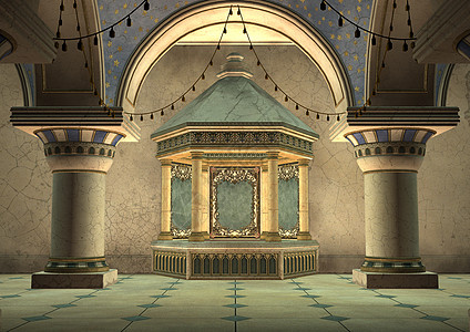 3d 东宫童话房间装饰品壁龛插图窗户水平建筑蓝色故事图片