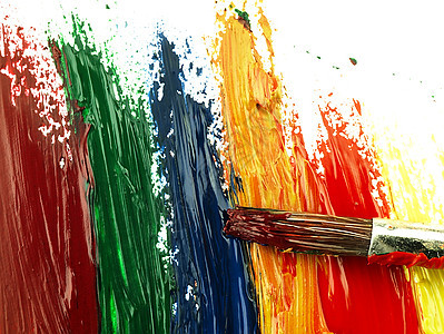 彩色痕迹和刷纸白纸油漆艺术家铅笔蓝色创造力水彩乐器红色艺术品画家图片