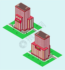 Iso量制建筑卡通片财产工作房地产插图建筑学摩天大楼广场公寓办公室图片