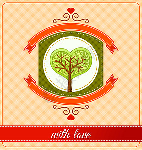 结合心脏和树装饰叶子种子森林婚礼装饰品庆典花园季节浪漫生长图片