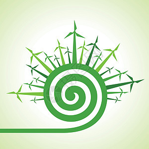 生态学概念     风力磨机 配有螺旋设计种群矢量图片