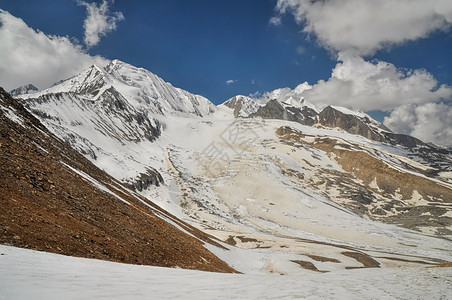 喜马拉雅山峰风景多波绿色峡谷山脉高度远足干旱冰川全景图片