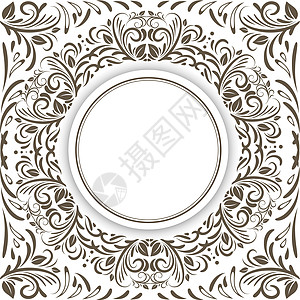 圆形框架覆盖花束蕾丝圆圈插图风格装饰品边界漩涡装饰卡片图片