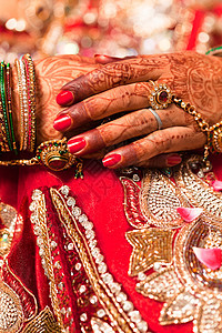 新娘装饰手文化仪式裙子节日婚姻玻璃派对设计师戒指传统图片