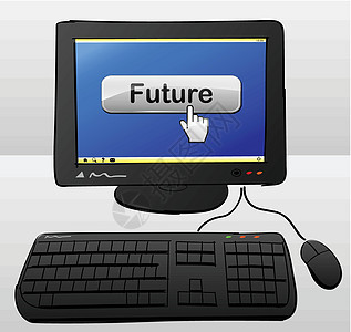 未来按钮概念白色预言蓝色预报互联网钥匙商业屏幕插图图片