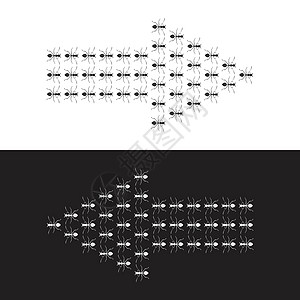 用蚂蚁的矢量图像组成箭头图片