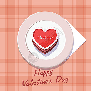 向量 情人节以蛋糕形式呈现的情人节桌布细胞庆典红色奶油图片