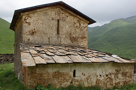 格鲁吉亚乌舒古利 格鲁吉亚 欧洲山脉全景旅游乡村教堂旅行风景村庄教会建筑物图片