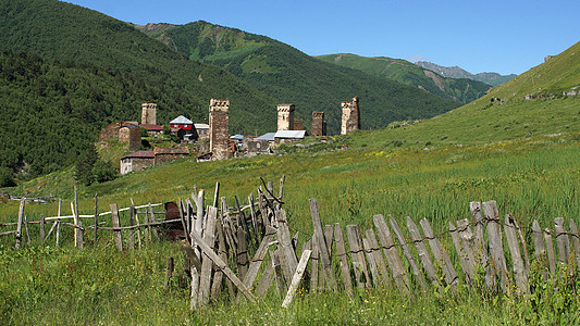 格鲁吉亚乌舒古利 格鲁吉亚 欧洲建筑物旅行全景景点村庄房屋乡村风景旅游山脉图片