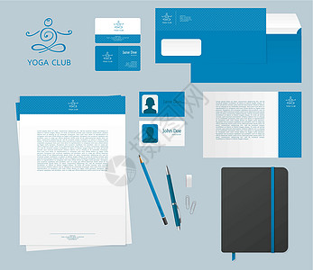 瑜伽工作室品牌健身房插图信封办公室笔记运动卡片电话推广推介会图片