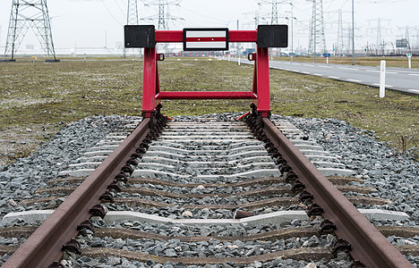 红铁路缓冲火车石头岩石轨枕红色铁路交通内存信号保险杠图片