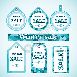 向量 冬季销售标签插图水晶价格字母横幅蓝色图片