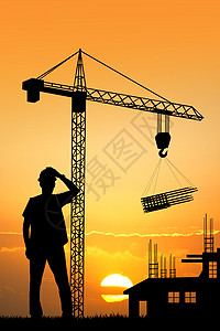 工人的工薪人员团队材料插图日落项目建设者建筑工作商业房子图片