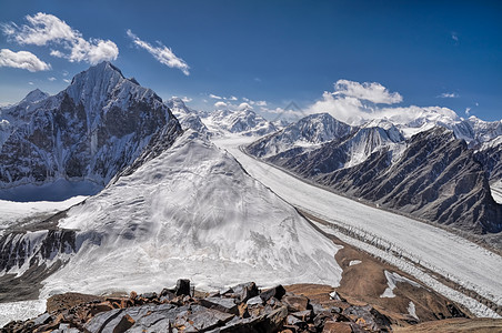 塔吉克斯坦的冰川风景山脉山峰全景图片