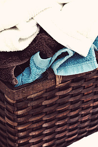 韦克篮子洗涤棕色白色毛巾家务工作室棉布琐事干洗家庭图片