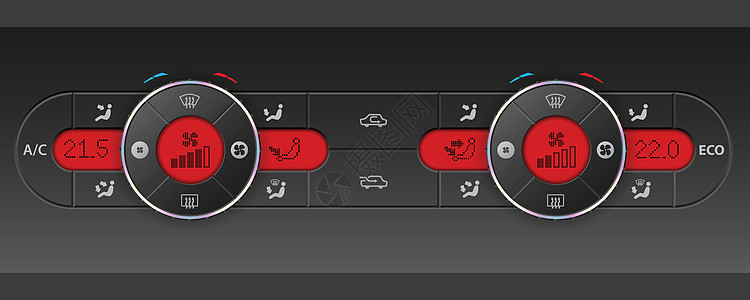 汽车双闪带有红色 lcd 的双空气状态设计设计图片