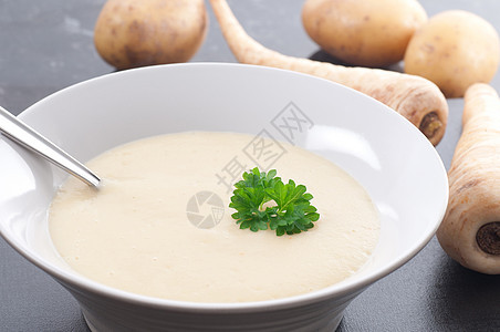 汤食物蔬菜土豆麸质奶油状香菜图片
