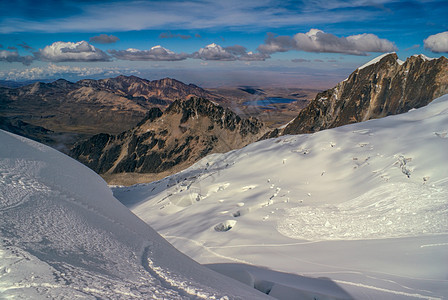 波多西华人首脑高度高山山脉远足风景山峰冰川顶峰全景图片