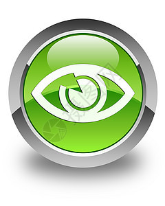 眼睛图标光亮的绿色圆环按钮背景图片
