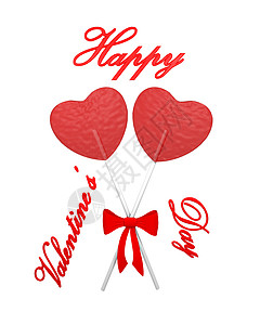 两个红心棒棒糖甜蜜热情食物糖果丝带红色周年夫妻味道纪念日图片