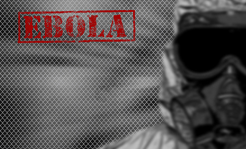 利比里亚黑白背景上的 EBOLA 红色字药品发烧死亡症状刚果警告暴发治疗治愈患者背景