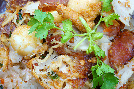 越南菜 香水香肠主菜美味辣椒棉结盘子街道旅行火腿食物图片