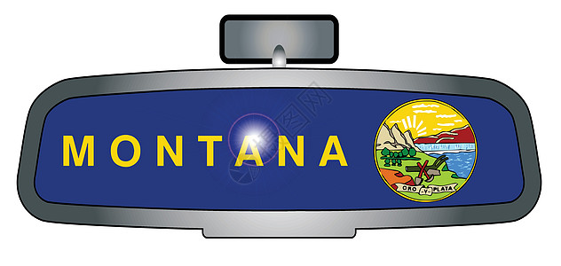 整个蒙大拿州海豹车辆插图汽车艺术品框架玻璃旗帜驾驶反光图片