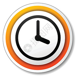 时钟图标网站黄色圆形贴纸计时器网络手表商业小时警报图片