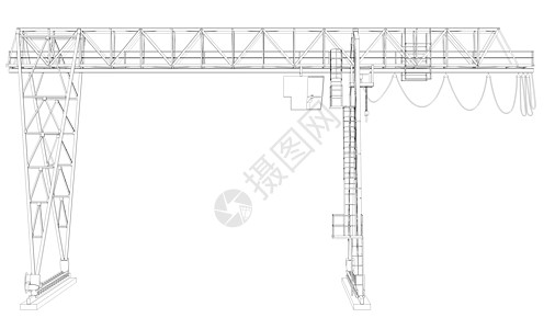 甘特桥起重机机器草图绘画支撑电缆工程工业光束机械绳索图片