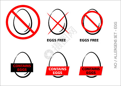 白背景上的无鸡蛋符号标签蛋壳保健横幅产品饮食家禽食物卫生贴纸图片