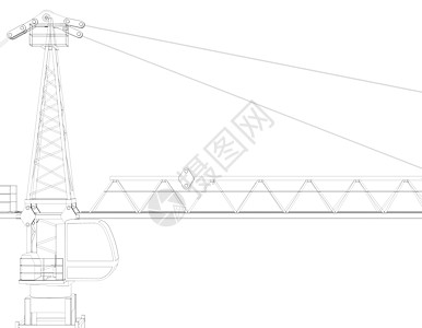 顶顶塔起重机机械三角帆配重框架图形化绘画工程吊车草稿工业图片