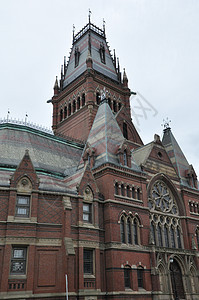 马萨诸塞州剑桥哈佛纪念大会堂历史性观光交通大学建筑学街道校园卓越正方形蓝色图片