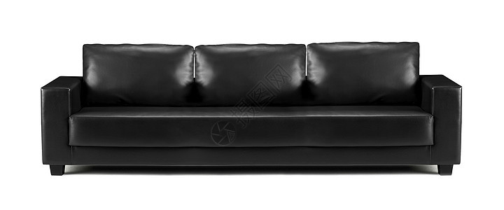 与世隔绝的现代黑皮沙发座位装饰休息室工作室软垫皮革奢华闲暇风格家具图片