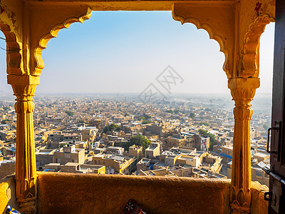 来自Jaisalmer堡的城镇景色图片