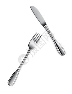 孤立的叉和刀用具白色餐厅厨房金属营养用餐餐具银器炊具图片
