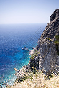 希腊科孚海悬崖风景季节蓝色海岸假期晴天海岸线全景美丽天气海洋图片